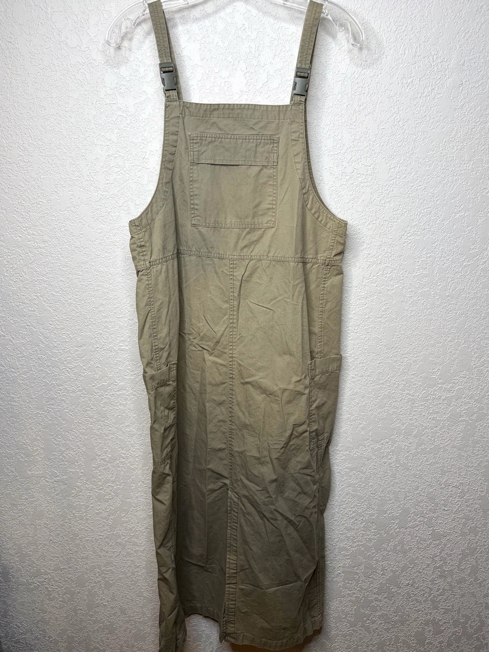 Vintage Faded Glory Khaki Overall Dress Women’s Size M Jumper Long Cottagecore
